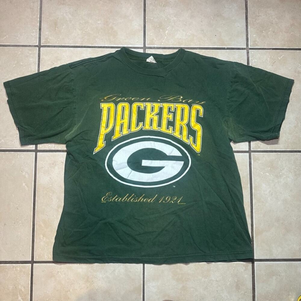 Vintage 90s Green Bay Packers Graphic T-Shirt Mens XL Green NFL Team Champ